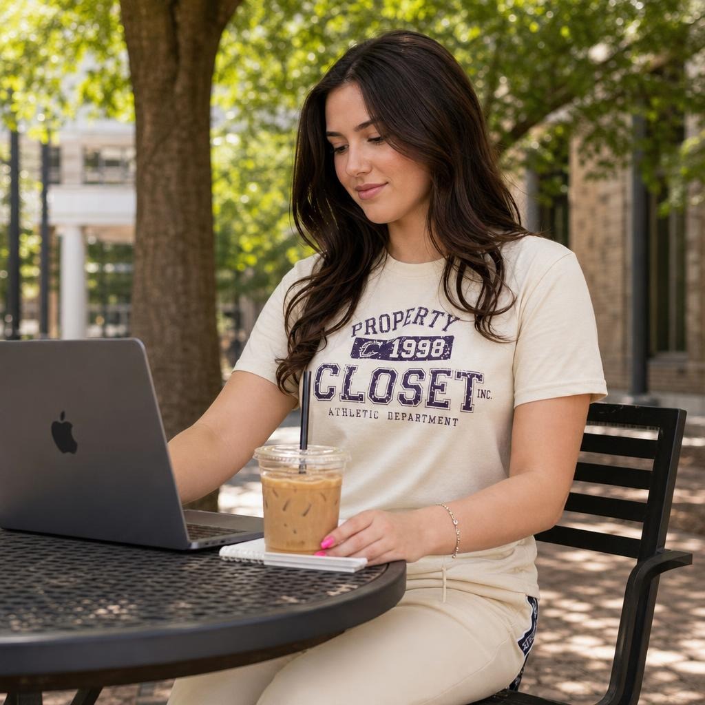 Womens The Closet Inc. T-Shirt - STONE