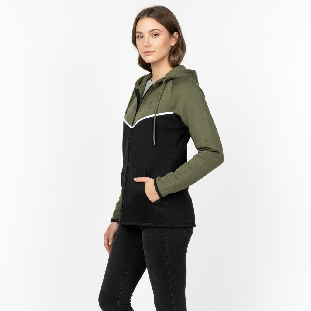 Women's TCI Tech Fleece Zip Hoodie (Green/Black)